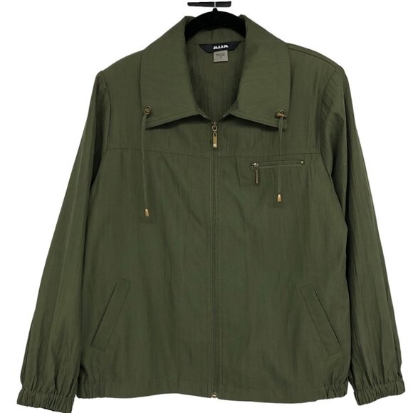 Alia Moss Green Full Zip Up Shirt or Lightweight Jacket size 10 - Picture 1 of 13